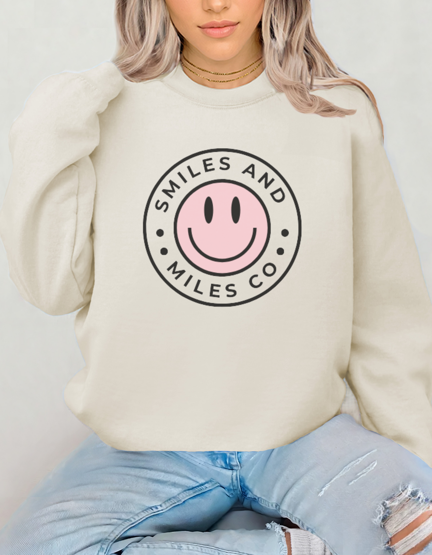 Sand Gildan Crewneck- Add print to checkout notes